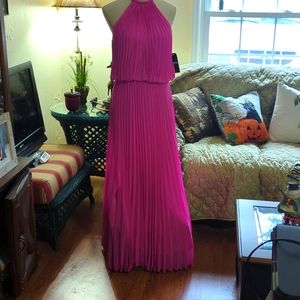 Elegant Fuchsia Halter Maxi Dress